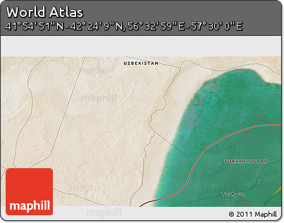 Satellite 3D Map of the Area around 42° 9' 30" N, 57° 1' 29" E