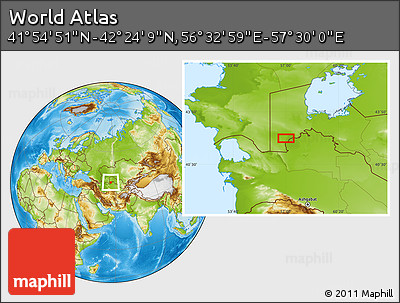Physical Location Map of the Area around 42° 9' 30" N, 57° 1' 29" E