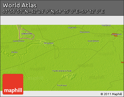 Physical 3D Map of the Area around 42° 9' 30" N, 58° 43' 30" E