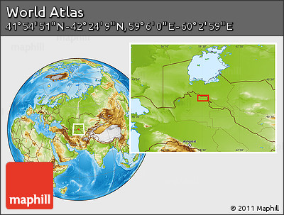 Physical Location Map of the Area around 42° 9' 30" N, 59° 34' 30" E