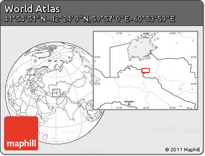 Blank Location Map of the Area around 42° 9' 30" N, 60° 25' 29" E