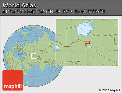 Savanna Style Location Map of the Area around 42° 9' 30" N, 60° 25' 29" E