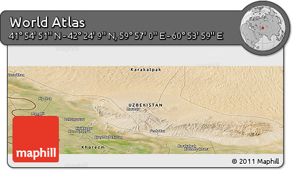 Satellite Panoramic Map of the Area around 42° 9' 30" N, 60° 25' 29" E