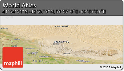 Satellite Panoramic Map of the Area around 42° 9' 30" N, 60° 25' 29" E