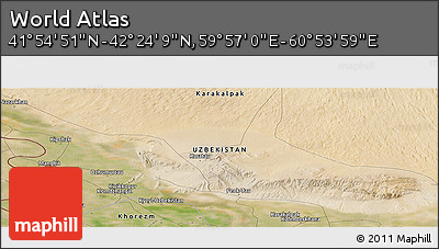 Satellite Panoramic Map of the Area around 42° 9' 30" N, 60° 25' 29" E