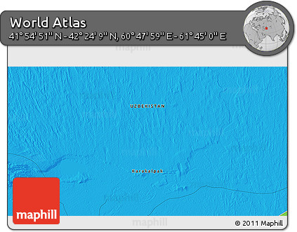 Political 3D Map of the Area around 42° 9' 30" N, 61° 16' 29" E