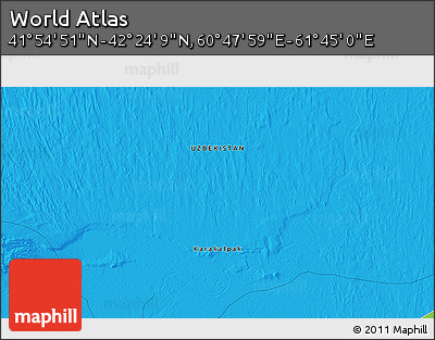 Political 3D Map of the Area around 42° 9' 30" N, 61° 16' 29" E