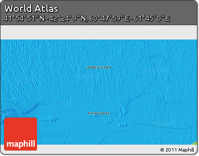 Political 3D Map of the Area around 42° 9' 30" N, 61° 16' 29" E