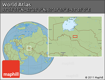 Savanna Style Location Map of the Area around 42° 9' 30" N, 61° 16' 29" E