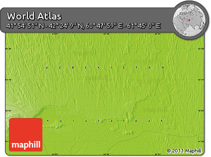 Physical Map of the Area around 42° 9' 30" N, 61° 16' 29" E