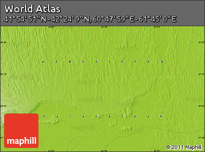 Physical Map of the Area around 42° 9' 30" N, 61° 16' 29" E