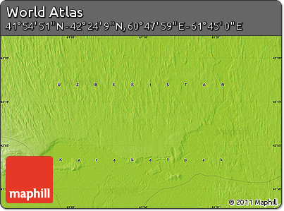 Physical Map of the Area around 42° 9' 30" N, 61° 16' 29" E