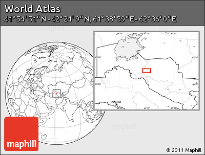 Blank Location Map of the Area around 42° 9' 30" N, 62° 7' 30" E