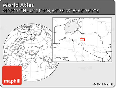 Blank Location Map of the Area around 42° 9' 30" N, 62° 7' 30" E