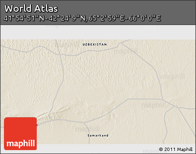 Shaded Relief 3D Map of the Area around 42° 9' 30" N, 65° 31' 30" E