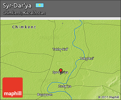 Physical 3D Map of Syr-Dar'ya