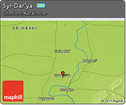 Physical 3D Map of Syr-Dar'ya