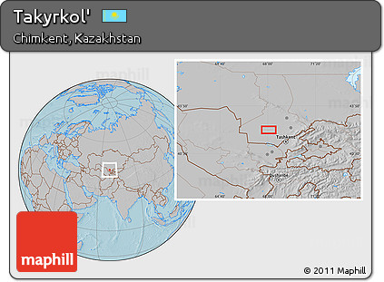 Gray Location Map of Takyrkol', hill shading