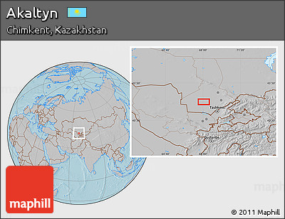Gray Location Map of Akaltyn, hill shading