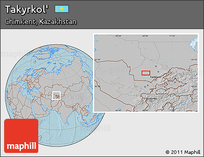 Gray Location Map of Takyrkol', hill shading