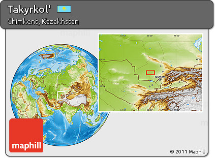 Physical Location Map of Takyrkol'