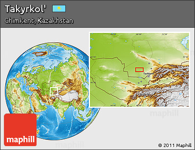 Physical Location Map of Takyrkol'