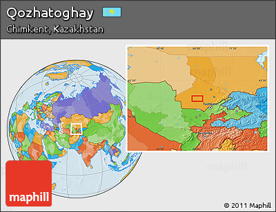 Political Location Map of Qozhatoghay