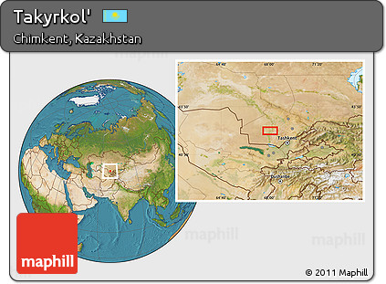 Satellite Location Map of Takyrkol'