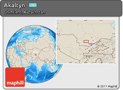 Shaded Relief Location Map of Akaltyn