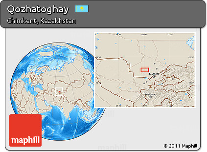 Shaded Relief Location Map of Qozhatoghay