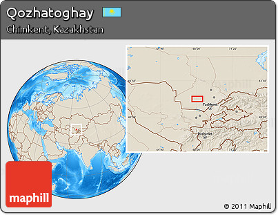Shaded Relief Location Map of Qozhatoghay