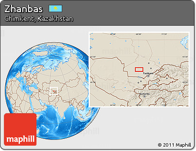 Shaded Relief Location Map of Zhanbas