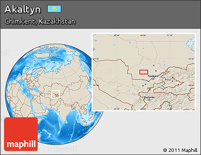 Shaded Relief Location Map of Akaltyn