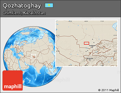 Shaded Relief Location Map of Qozhatoghay