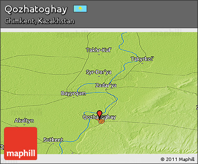 Physical Panoramic Map of Qozhatoghay