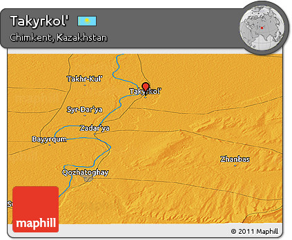Political Panoramic Map of Takyrkol'