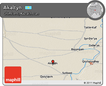 Shaded Relief Panoramic Map of Akaltyn