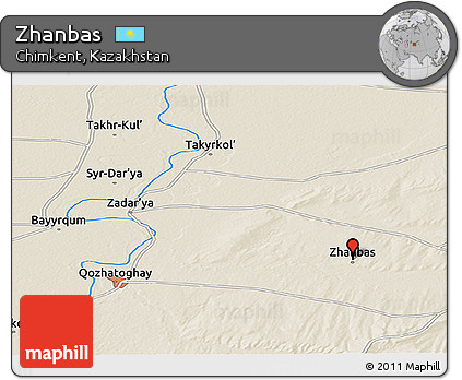 Shaded Relief Panoramic Map of Zhanbas