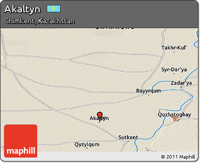 Shaded Relief Panoramic Map of Akaltyn