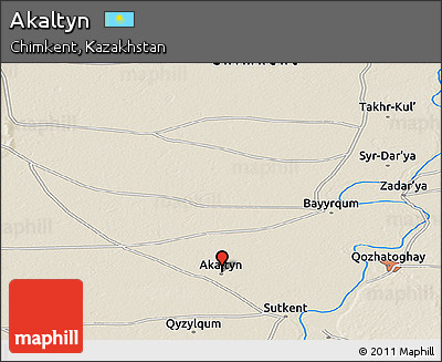 Shaded Relief Panoramic Map of Akaltyn