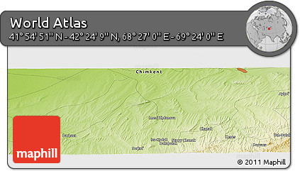 Physical Panoramic Map of the Area around 42° 9' 30" N, 68° 55' 30" E