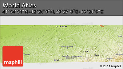 Physical Panoramic Map of the Area around 42° 9' 30" N, 68° 55' 30" E