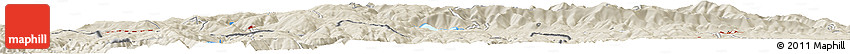 Shaded Relief Horizon Map of the Area around 42° 9' 30" N, 6° 43' 29" W