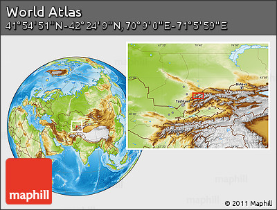Physical Location Map of the Area around 42° 9' 30" N, 70° 37' 30" E