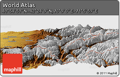 Physical Panoramic Map of the Area around 42° 9' 30" N, 70° 37' 30" E