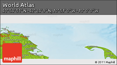 Physical Panoramic Map of the Area around 42° 9' 30" N, 70° 28' 29" W
