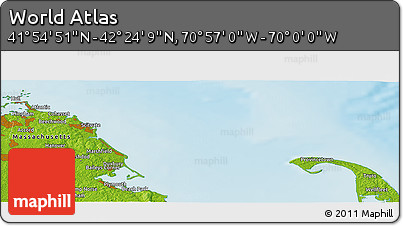 Physical Panoramic Map of the Area around 42° 9' 30" N, 70° 28' 29" W