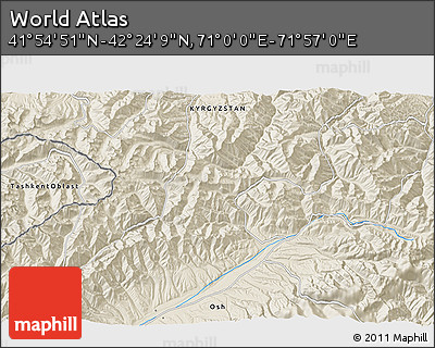 Shaded Relief 3D Map of the Area around 42° 9' 30" N, 71° 28' 29" E