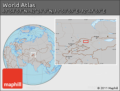 Gray Location Map of the Area around 42° 9' 30" N, 72° 19' 29" E
