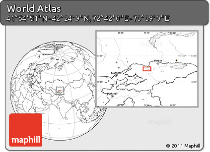 Blank Location Map of the Area around 42° 9' 30" N, 73° 10' 30" E